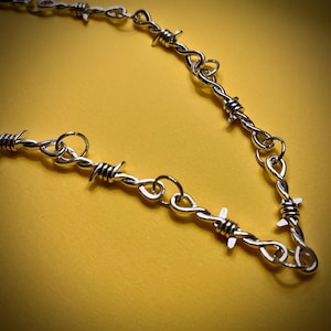 Silver Malone Inspired Faux Barbed Wire Chain Necklace