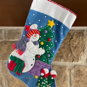 Decorative Christmas Stocking: Snowman with Tree