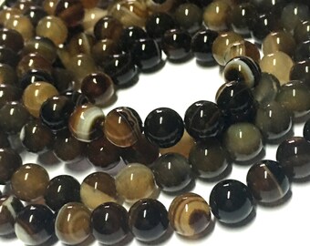 6mm Natural Onyx Gemstone Beads - 14.5 inch Full strand - Round Gemstone Beads