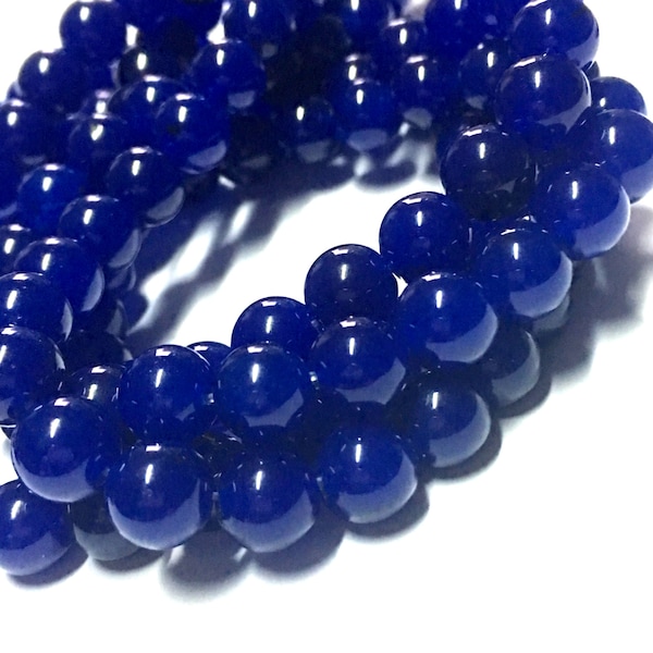 Perles de pierres précieuses en agate azul 6 mm - Rang complet 14 pouces - Perles de pierres précieuses rondes