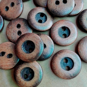 15mm Dark Brown Wooden Buttons - 2 Hole Wood Button - Wooden Buttons - B0315
