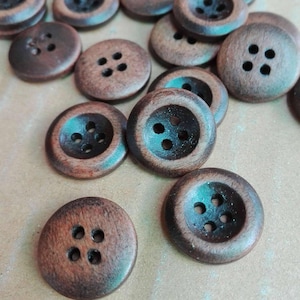 15mm Dark Brown Wooden Buttons - 4 Hole Wood Button - Wooden Buttons - B0415