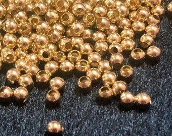 Solid Brass Round Brass Seamless Beads Raw Brass 1.5mm Hole 4 mm 100 Pcs