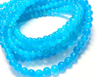 4mm Sky Blue Quartz Gemstone Beads - 15inch Full strand - Perles de pierres précieuses rondes