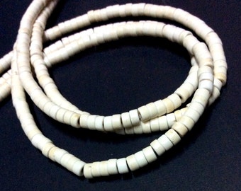 4 and 6 mm White Turquoise Gemstone Heishi Beads - 15.5inch Full strand - Turquoise Heishi Beads - Tube Beads