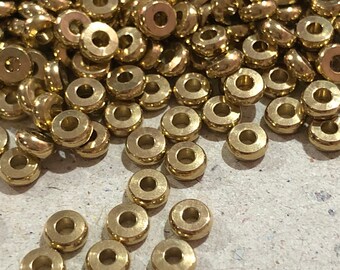4/6/8 mm Raw Brass Donut Beads - Brass Beads - Findings Beads