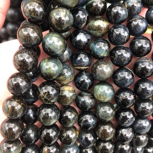 Natural Blue Tiger Eye Gemstone Beads - 15.5inch Full strand - AAA grade - Round Gemstone Beads
