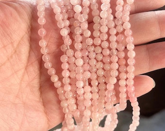 4mm Rose Quartz Gemstone Beads - 14.5inch Full strand - Round Gemstone Beads