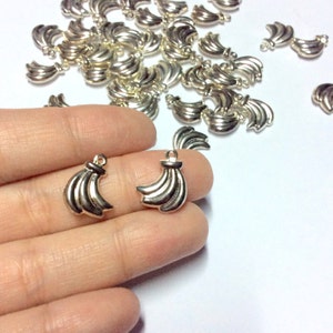 10pcs - Silver Banana Charms - Silver Plated Banana Charms - Banana Pendant