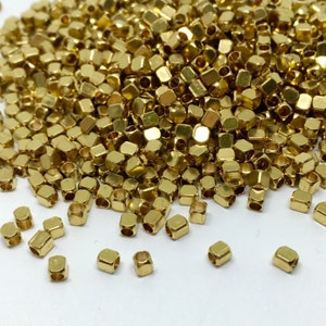 3.5mm x 2.5mm Raw Brass Cube Beads Brass Cube Cube Beads Spacer Beads Brass Tiny Beads image 4