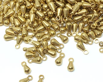 Raw Brass Teardrop Beads - Brass Beads - Findings Beads - 6mm x 3mm (S)