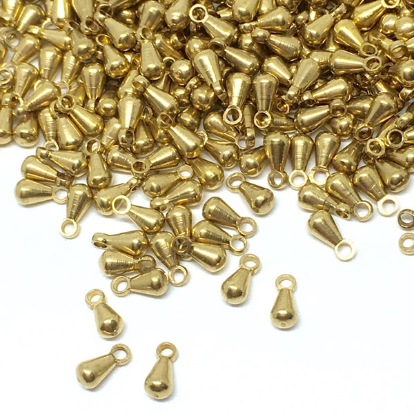 Raw Brass Teardrop Beads - Brass Beads - Findings Beads - 6mm x 3mm (S)