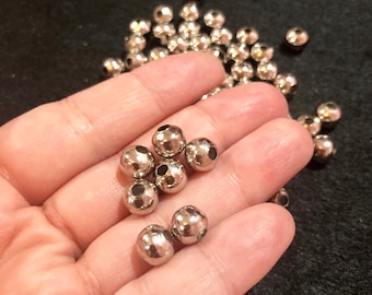 Cuentas redondas de plata de 8 mm - Bolas de plata - Cuentas plateadas