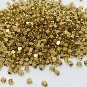 3.5mm x 2.5mm Raw Brass Cube Beads Brass Cube Cube Beads Spacer Beads Brass Tiny Beads image 2