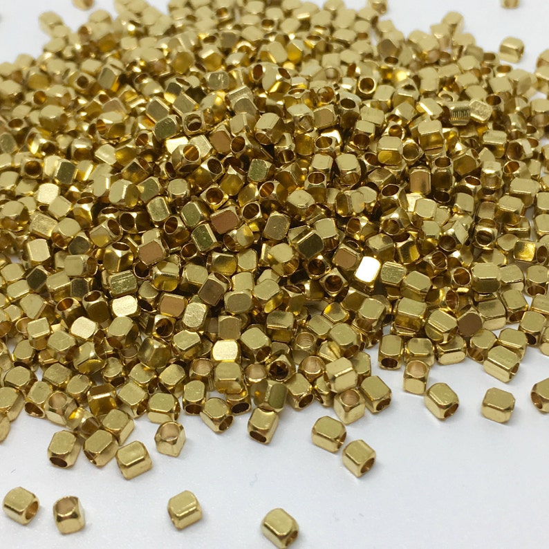 3.5mm x 2.5mm Raw Brass Cube Beads Brass Cube Cube Beads Spacer Beads Brass Tiny Beads image 2