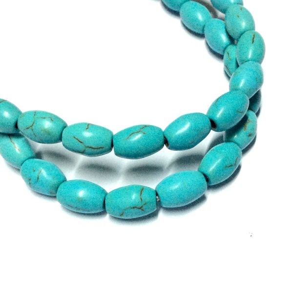 5mm x 8mm Oval Turquoise Gemstone Beads - Permanent Finish - 16 inch Full strand