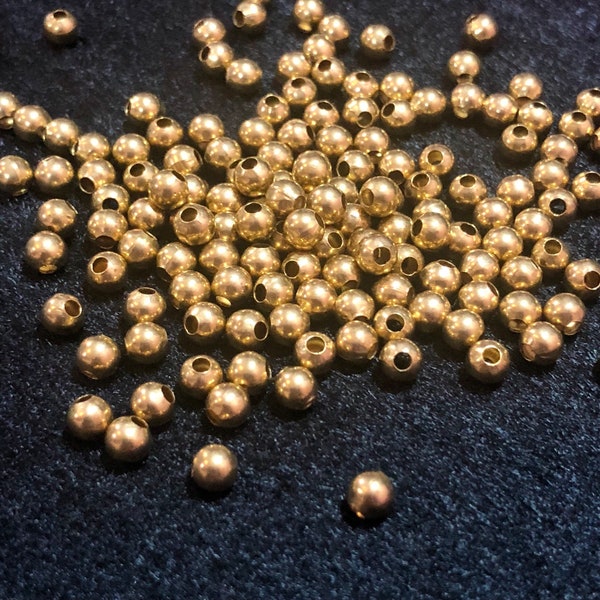 4mm Round Brass Beads 200 pcs - Brass Balls - Raw Brass Beads