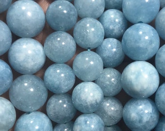 6,8,10,12mm Blue Aquamarine Gemstone Beads - 15inch Full strand - Round Gemstone Beads - AAA grade