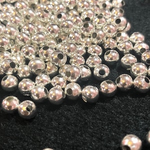 100 perles rondes en argent 6 mm - Boules argentées - Perles argentées