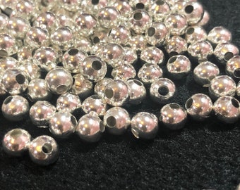Cuentas redondas de plata de 6 mm (100 unidades) - Bolas de plata - Cuentas plateadas
