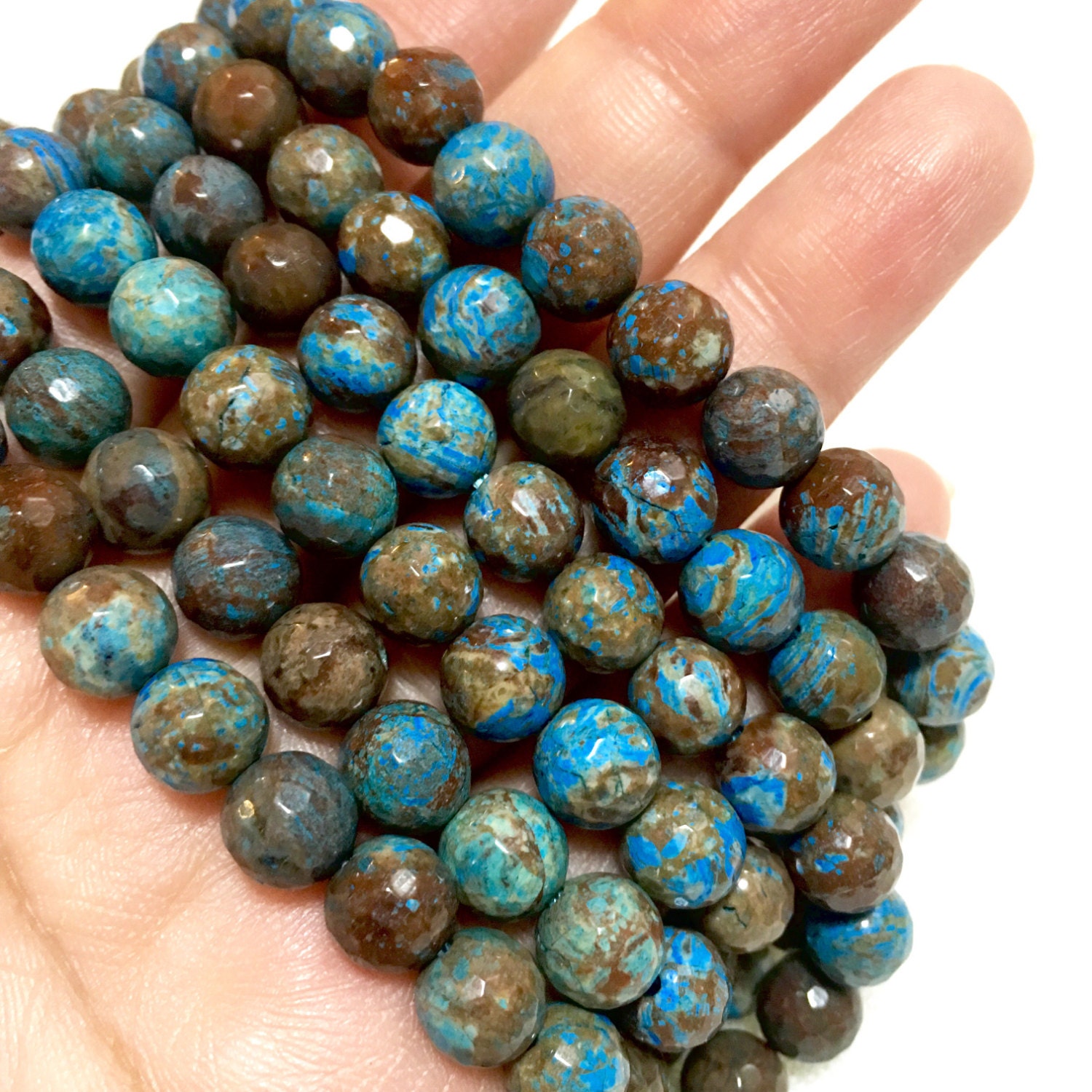 8mm Blue Sky Jasper Faceted Beads 15 inch Full strand Etsy