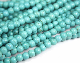 3,4,6,8 mm Turquoise Gemstone Beads - 15inch Full strand - Round Turquoise