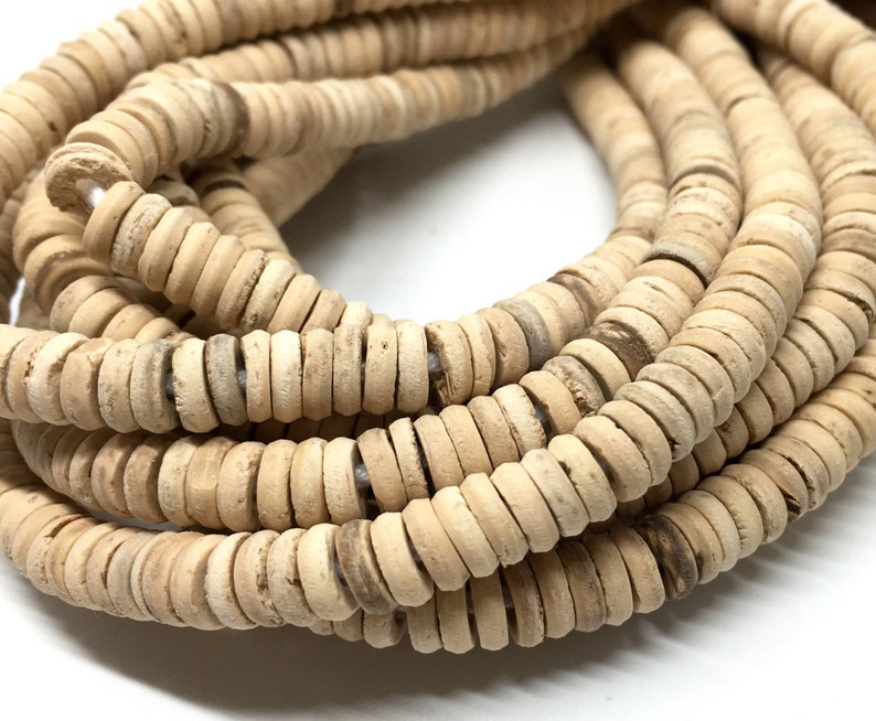47mm Light Brown Heishi Wood Beads Shell Wood Beads | Etsy