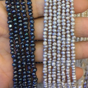 3-4mm Grey/Black Pearl Beads -  Baroque Pearl Beads - Freshwater Pearl Beads - 12 inch Full strand / Natural Pearl