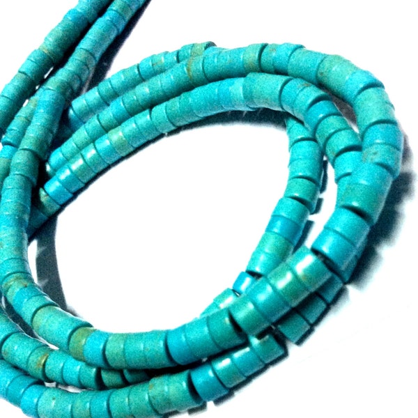 4 and 6 mm Turquoise Gemstone Heishi Beads - 15.5inch Full strand - Turquoise Heishi Beads - Tube Beads