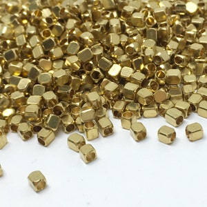 3.5mm x 2.5mm Raw Brass Cube Beads Brass Cube Cube Beads Spacer Beads Brass Tiny Beads image 1