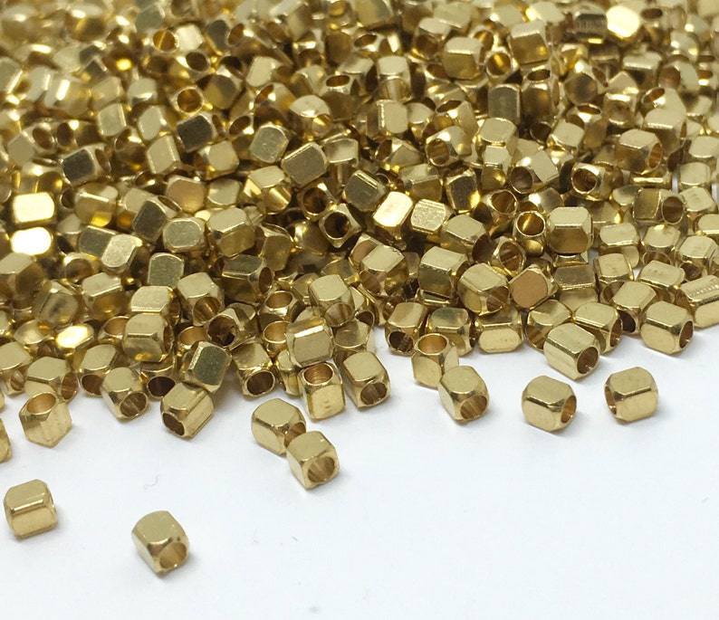 3.5mm x 2.5mm Raw Brass Cube Beads Brass Cube Cube Beads Spacer Beads Brass Tiny Beads image 1