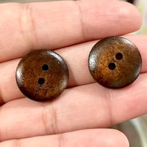 Dark Brown Coin Wooden Buttons - 2 Hole Wood Button - Wooden Buttons - Coin Design Wood Buttons - 15,18,20,25 mm