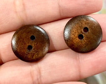 Dark Brown Coin Wooden Buttons - 2 Hole Wood Button - Wooden Buttons - Coin Design Wood Buttons - 15,18,20,25 mm