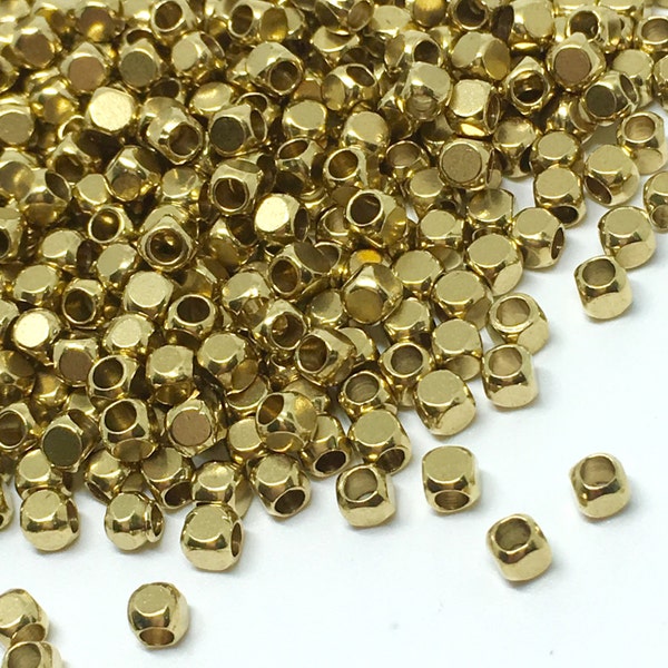 3mm x 3mm Raw Brass Cube Beads - Brass Cube - Cube Beads - Spacer Beads - Brass Tiny Beads - C002