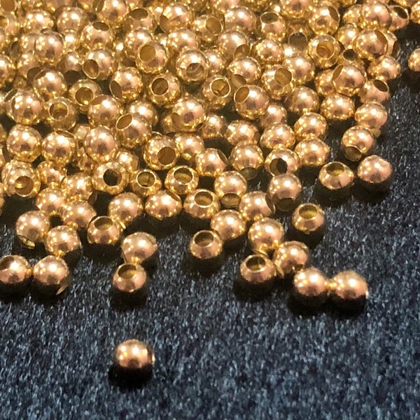 3mm Round Brass Beads 500 uds - Raw Brass Beads