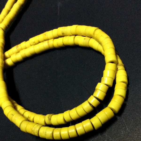 4mm Yellow Turquoise Gemstone Heishi Beads - 15.5inch Full strand - Turquoise Heishi Beads - Tube Beads