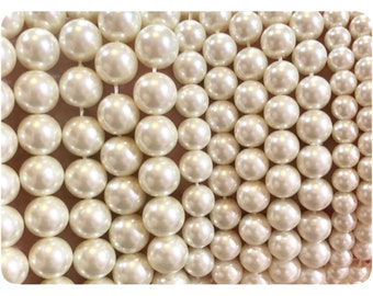 6,8,10,12,14,16mm High Quality glass crystal pearl -  Pearl Beads - Pearl Crystal - 14inch Full strand - Round Gemstone Beads