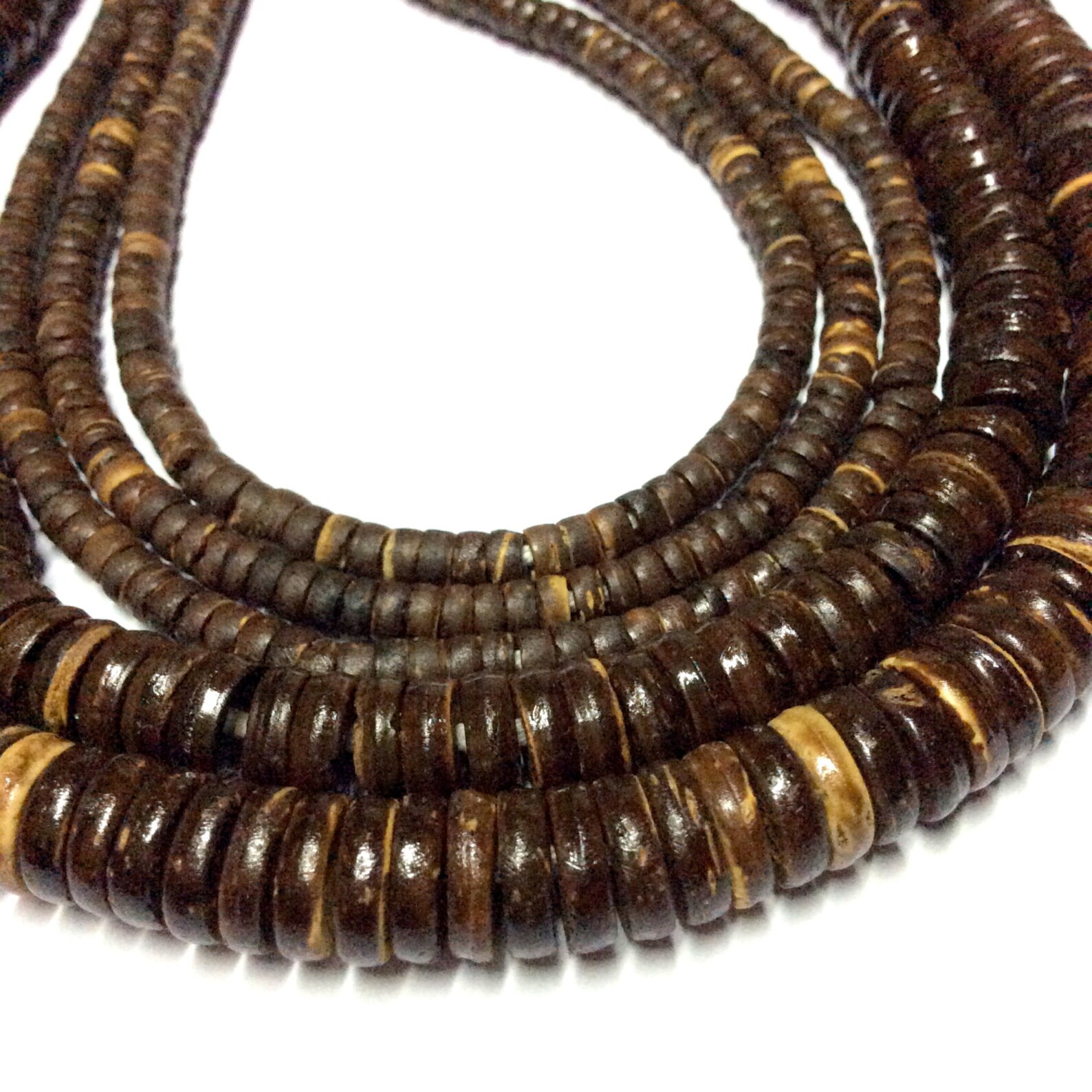 810mm Dark Brown Heishi Wood Beads Wooden Beads 16 Inch Etsy