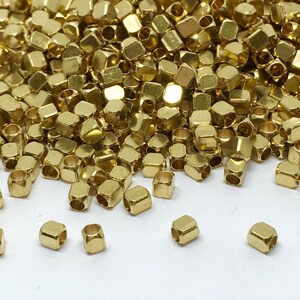 3.5mm x 2.5mm Raw Brass Cube Beads Brass Cube Cube Beads Spacer Beads Brass Tiny Beads image 3