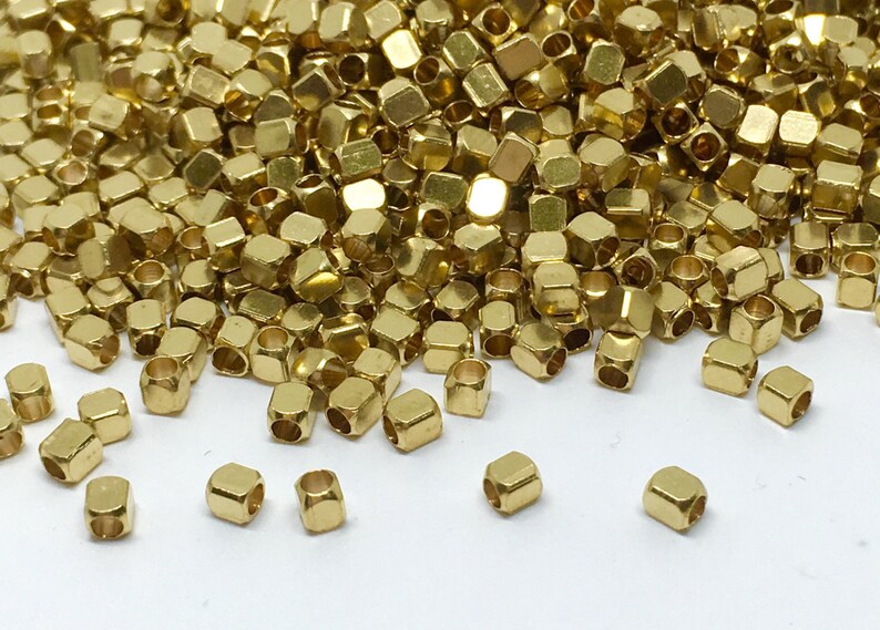 3.5mm x 2.5mm Raw Brass Cube Beads Brass Cube Cube Beads Spacer Beads Brass Tiny Beads image 3