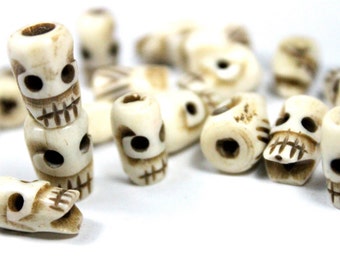 10pcs - Ancient Skull Animal Bone Beads -  Skull Beads - Animal Bone Beads - 15mm x 10mm