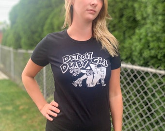 Detroit Roller Derby women's T-shirt roller skate art