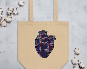 Minimalist Anatomical Heart Organic Tote Bag