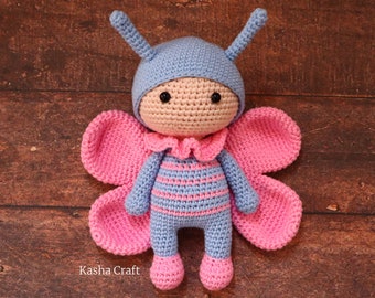 Jamie The Butterfly Crochet Doll Amigurumi Pattern (PDF Pattern)