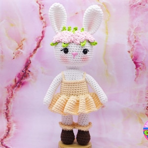 Miss Lulu The Bunny Amigurumi Crochet Doll Pattern, Flower head bunny rabbit amigurumi crochet doll pattern, easter crochet pattern