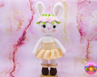 Miss Lulu Bunny Crochet Doll Pattern: Flower Head Amigurumi (PDF Pattern)