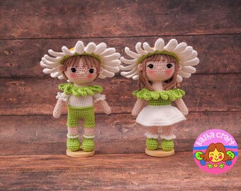 Dean & Della The Daisies, Daisy Flower Couple Amigurumi Doll Pattern Instructions