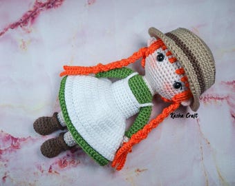 Anne Shirley Crochet Doll Pattern: Amigurumi Girl (PDF Pattern)