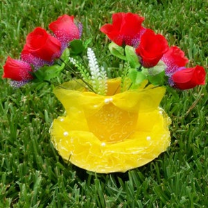 Yellow Handmade Beauty and the Beast inspired centerpieces, tutu decorations for party. Belle theme party souvenir for girls.