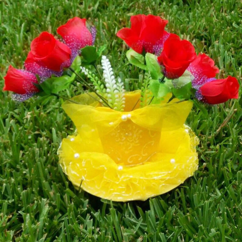 Yellow Handmade Beauty and the Beast inspired centerpieces tutu decorations for party Belle theme party souvenir for girls